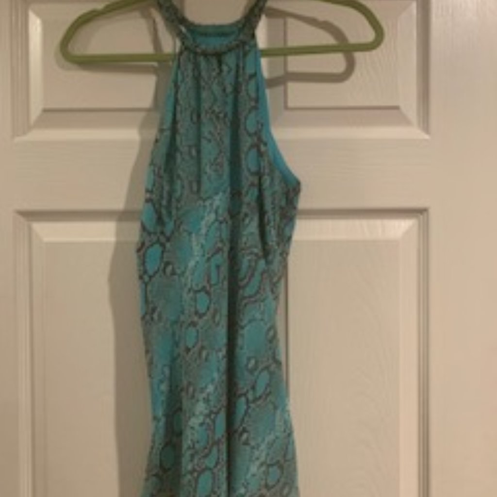 Turquoise Python Halter In Fine Rayon